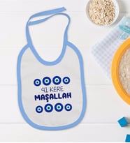 BK Kids Maşallah Tasarımlı Mavi Bebek Mama Önlüğü-2