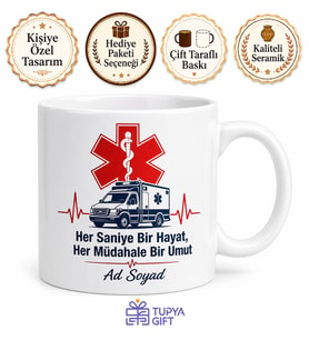 Paramedik Acil Servis Ambulans Sireni İlk Müdahale Kupa Bardak Hediye