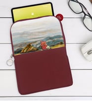 BK Gift Suluboya Tasarımlı Taşınabilir Koruyucu Tablet Kılıfı & Organizer Çanta - Bordo-1