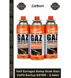 #KampOcağıPürmüz Uyumlu Propan Bütan Vmf Eurogaz Kamp Ocak Gazı Valfli Kartuş 227GR 3 Adet