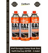#KampOcağıPürmüz Uyumlu Propan Bütan Vmf Eurogaz Kamp Ocak Gazı Valfli Kartuş 227GR 3 Adet