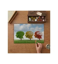 Renkli Ağaçlar - İnsan Silüeti Tasarımı 240 parça Ahşap Puzzle Ahşap Kutuda MP03165
