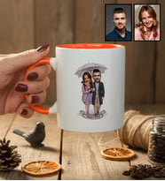Kişiye Özel Karikatürlü Yürüş Yapan Romantik Sevgililer Kupa Bardak Sevgililer Günü Hediyesi