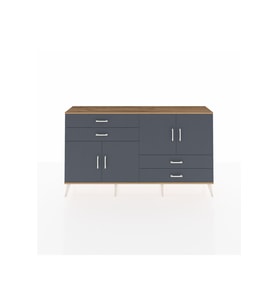 Arges Konsol 3 Raflı 4 Çekmeceli 4 Kapaklı 176x30x99 Çam-Antrasit