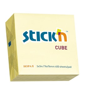 Hopax Stickn 76x76mm Sarı Yapışkanlı Küp Notluk 400 Yaprak