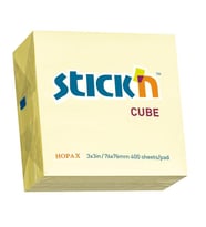Hopax Stickn 76x76mm Sarı Yapışkanlı Küp Notluk 400 Yaprak