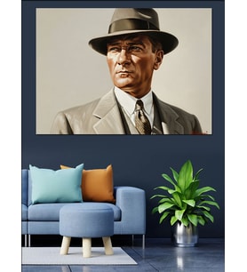 Mustafa Kemal Atatürk Şapkalı Dekoratif Kanvas - Mdf Ahşap Tablo