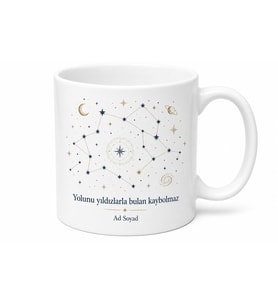 Gökyüzü Takımyıldızları Çizimli Yolunu Yıldızlarla Bulan Kupa Bardak Hediye