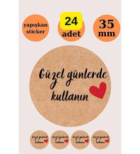 24 Adet - Güzel Günlerde Kullanın Bohem Kraft Sticker - Paketleme Sticker - Kraft Görünümlü Sticker (Pembe)