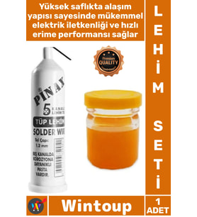 #Lehim Kaliteli Elektronik Tamir Seti Pinax Tüp Lehim Teli 25 Gr 12mm + Lehim Pastası 40 Gr Şık Set