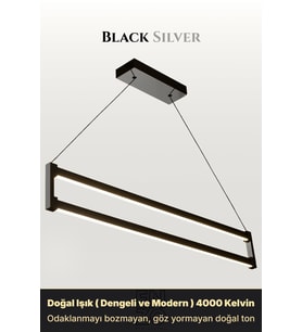 Orion Silver 3000K Lineer LED Sarkıt Avize – Kumandalı Dim Edilebilir – Aşağı Işık