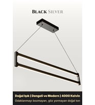 Orion Silver 3000K Lineer LED Sarkıt Avize – Kumandalı Dim Edilebilir – Aşağı Işık
