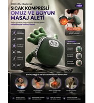 Boyun ve Omuz Masaj Aleti 4000mAh Şarjlı 3D Yoğurma 3 Kademe Sıcak Kompres Masaj Cihazı