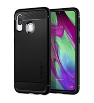 Spigen Galaxy A40 ile Uyumlu Kılıf Rugged Armor Black