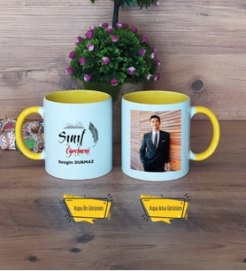 Sınıf Öğretmeni Kupa Bardak Sarı Fotoğraflı Öğretmenler Günü Hediyesi