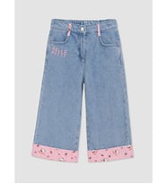LCW Kids Mavi Hello Kitty Nakışlı Wideleg Kız Çocuk Jean Pantolon