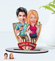 BK Gift Kişiye Özel İsimli Sevgililer Karikatürlü Ahşap Biblo Model-51