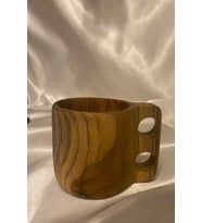 Kuksa Ahşap Rengi Tahta Bardak Kupa Kulplu (KAHVE-KAHVE)