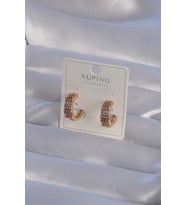 XUPİNG Rose Renk Zirkon Taşlı İşlemeli Halka Küpe 5886 - LOHO2346-5050
