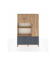 Arges Dolap 7 Raflı 5 Çekmeceli 3 Kapaklı 132x30x195 Çam-Çam/Antrasit