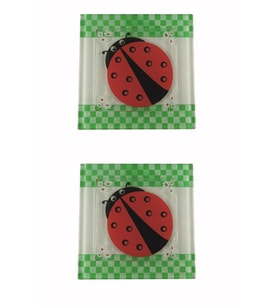 Cam Banyo Gider Kapak Süsü 2 Adet  Cam Gider Kapağı 10x10 cm Uğur Böceği