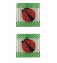 Cam Banyo Gider Kapak Süsü 2 Adet  Cam Gider Kapağı 10x10 cm Uğur Böceği