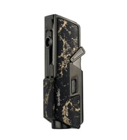 Quantoro Tek Torch Pürmüz Delicili/İğneli Siyah Gold Desenli Metal Puro Çakmağı - TRZ1108