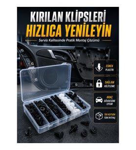 Mey İthalat® Universal Araç Döşeme Klipsi ve Tampon Sabitleme Pimi Seti 100 Parça Organizer Kutulu