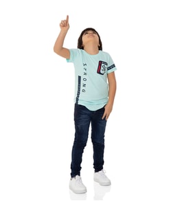 Toontoy Erkek Çocuk T-Shirt Strong Baskılı (Turkuaz)