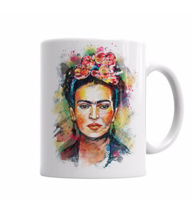 Frida Kahlo Renkli Çiçekli Kupa Bardak Porselen