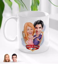 BK Gift Kişiye Özel İsimli Sevgililer Karikatürlü Beyaz Kupa Bardak-3