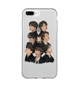 Iphone 7 Plus / 8 Plus Uyumlu BTS Desenli Şeffaf Telefon Kılıfı