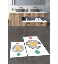 EVDEYA Baskılı Yıkanabilir Modern İkili Banyo Halısı Paspas Klozet Takımı, KLOZET-49-BEYAZ, (Beyaz)