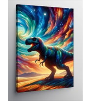 Kanvas Tablo Neon Dinozor