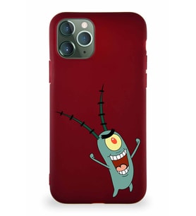 Apple iPhone 11 Pro Soft Premier Kapak Plankton Tasarımlı Silikon Kılıf - Mürdüm (Şeffaf)