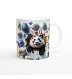 Tavşan Kulaklı Çiçek Taçlı Panda Temalı Baskılı Kupa Bardak