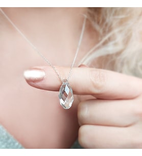 Kadın 925 Ayar Gümüş Swarovski Taşlı Kolye (Gold)