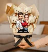 Kişiye Özel Fotoğraflı Çift Ayıcık Buketi (STD)