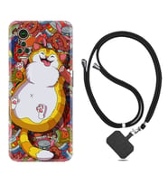 General Mobile GM 21 Pro GM 22 Pro Plus Kılıf Boyun Askılı Silikon Tombul Kedi 1739
