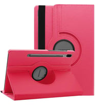 Samsung Galaxy Tab S7 FE T730 T735 T737 Kılıf 360 Dönebilen Standlı Case (Pembe)