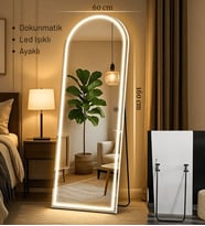 LED IŞIKLI AYAKLI BOY AYNASI 60X160 (Beyaz)
