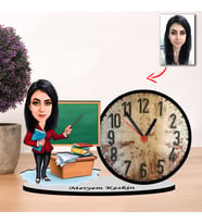 Kişiye özel Karikatür  ÖĞRETMEN Kadın tasarımlı Masaüstü Saat, Öğretmenler Günü Hediyesi, Öğretmene hediye  M233
