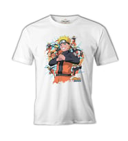 Naruto with Several Naruto Figures Beyaz Erkek Tshirt