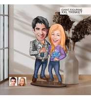 BK Gift Kişiye Özel Sevgililer Karikatürlü Büyük Boy Ahşap Biblo-50 Arkadaşa Hediye , Sevgiliye Hediye, Kişiye Özel Biblolar