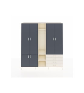 Hyperion Dolap 14 Raflı 4 Çekmeceli Tek Askılı 220x44x243 Aytaşı-Antrasit/Aytaşı