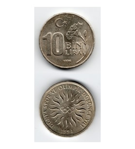 On bin Lira 1994 Olimpik Düşünce Hatıra Madeni Para