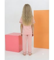 Kız Çocuk Princess Girl Yazılı Önden Düğmeli Pijama Takımı - 4-5 YAŞ / Somon
