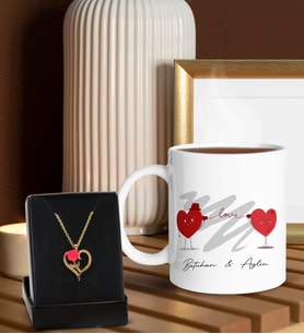 BK Gift Kişiye Özel Kupa ve Zirkon Taşlı Aşk Çiçeği Kalp Kolye-6, Sevgiliye Hediye, Doğum Günü Hediyesi, Yıl Dönümü Hediyesi
