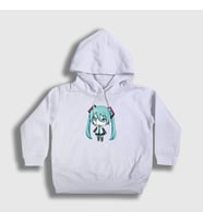 Presmono Unisex Çocuk Beyaz Hatsune Miku Chibi Anime Kapüşonlu Sweatshirt 538111tt (Beyaz)