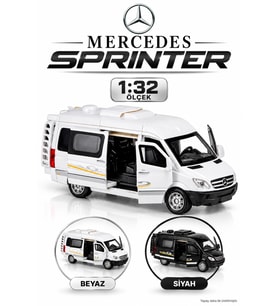 1:32 Mercedes Sprinter Işıklı Metal Çek Bırak Oyuncak Minibüs Karavan